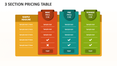 3 Section Pricing Table - Slide 1
