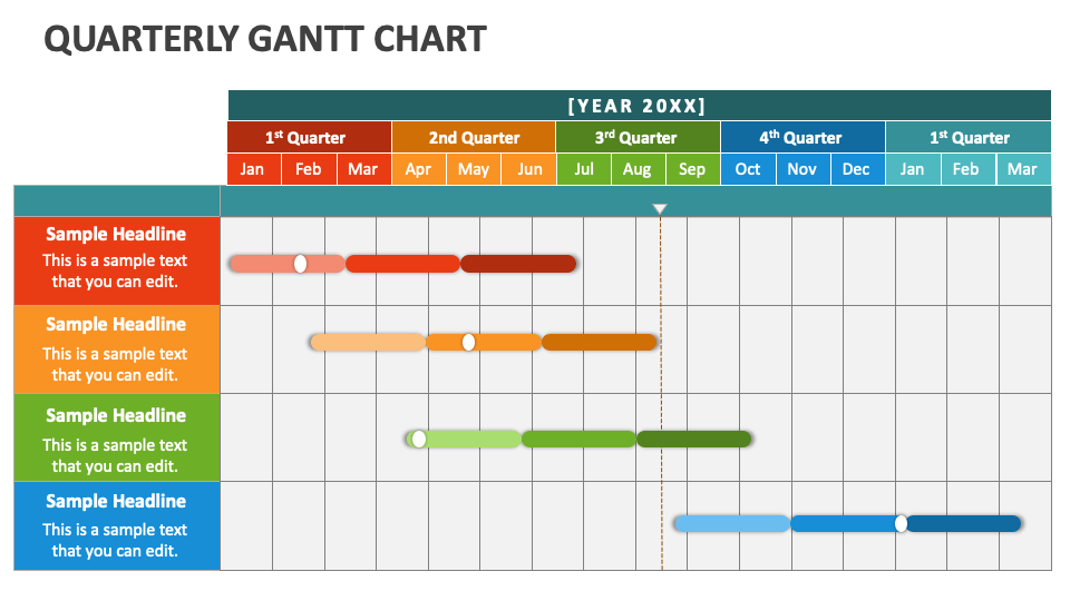 Quarterly Gantt Chart PowerPoint and Google Slides Template - PPT Slides