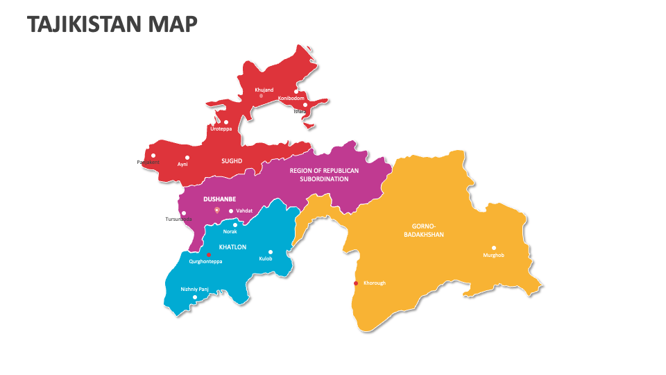 Tajikistan Map for Google Slides and PowerPoint - PPT Slides