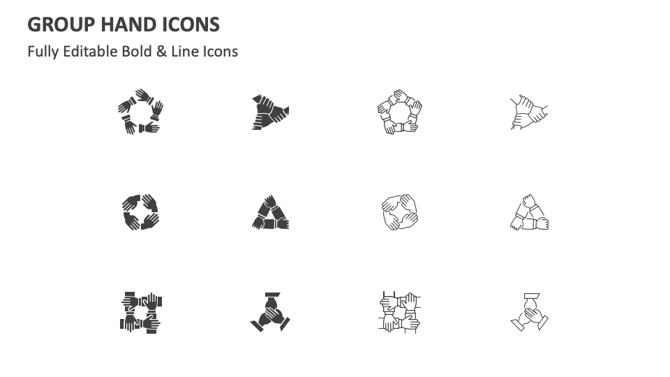 Group Hand Icons for Google Slides and PowerPoint