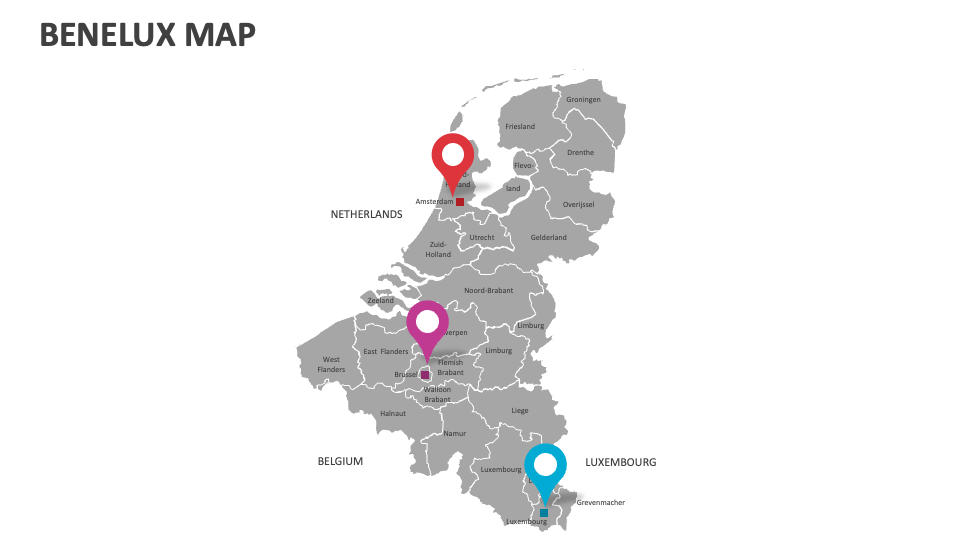 Benelux Map for Google Slides and PowerPoint PPT Slides