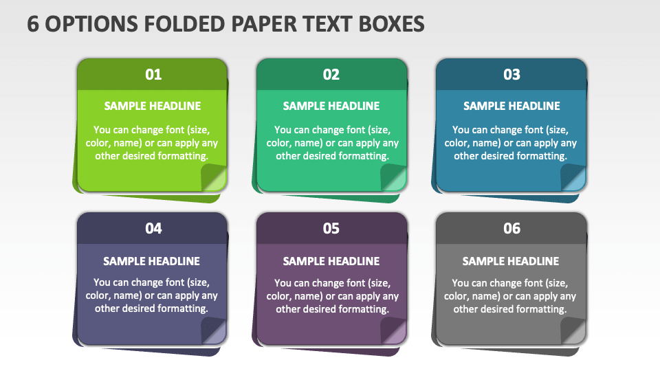 6 Options Folded Paper Text Boxes - Slide 1