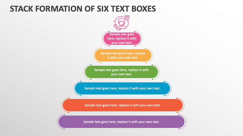 Stack Formation of Six Text Boxes - Slide 1