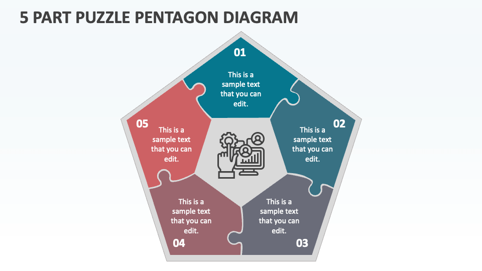 5 Part Puzzle Pentagon Diagram - Slide 1